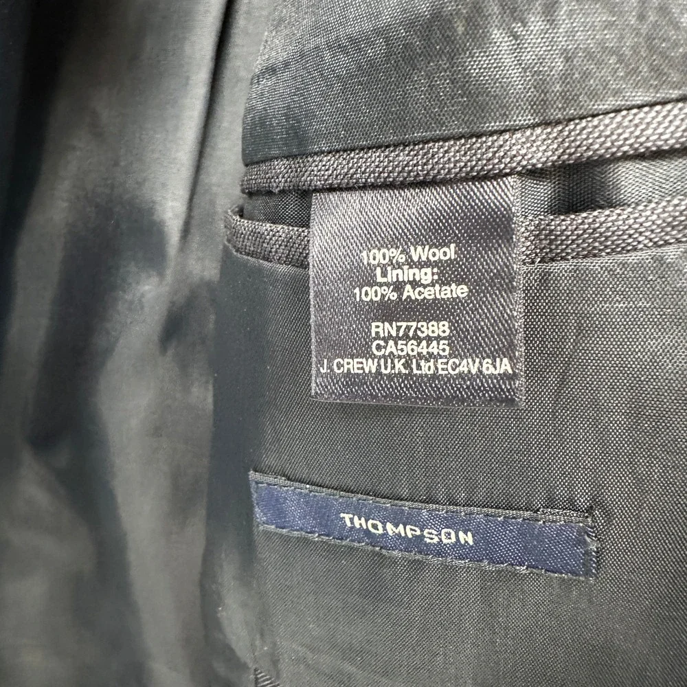 J Crew Thompson Mens 40R Dark Blue Wool Two Button Suit Jacket Blazer Sportscoat